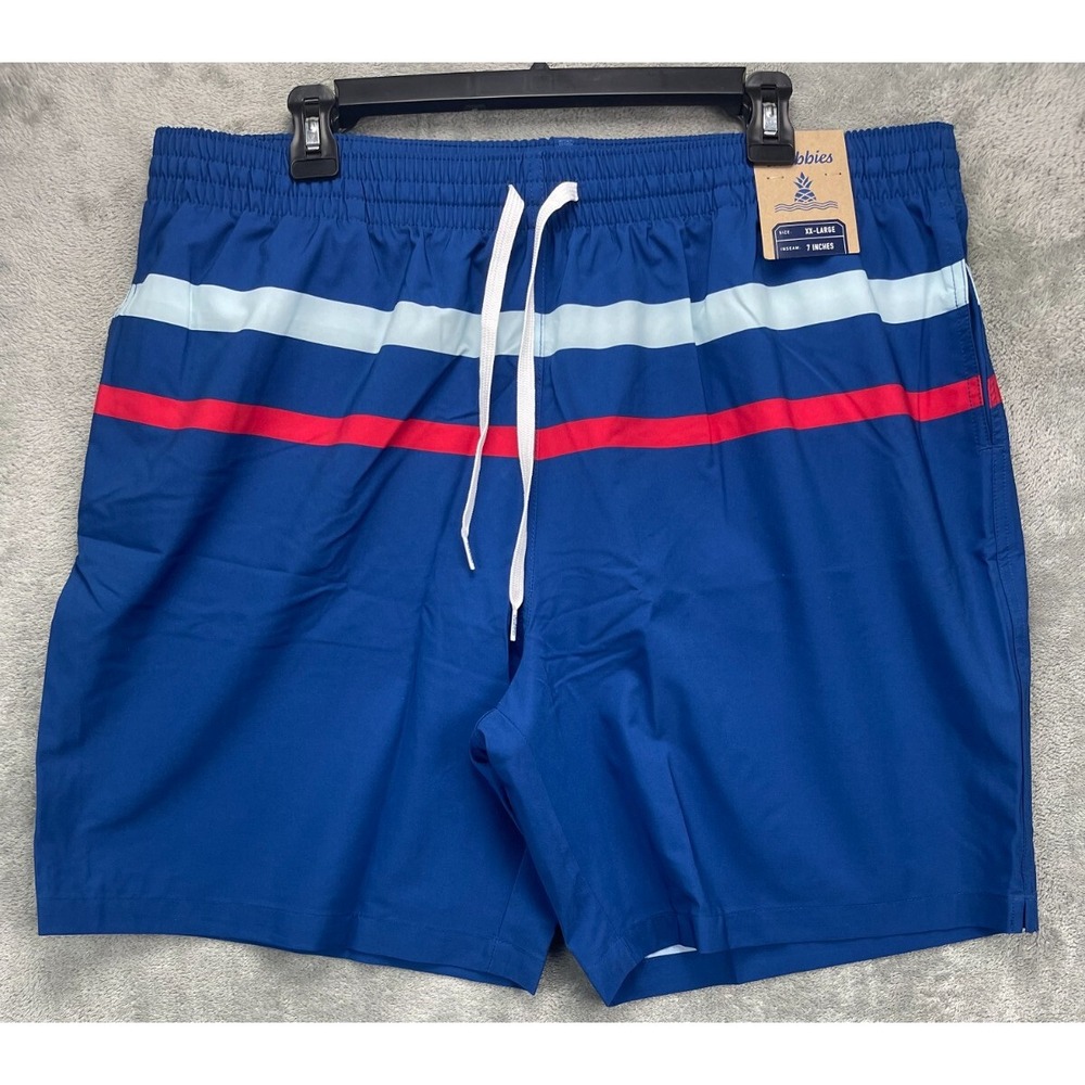 NWT Chubbies Men's‎ The Madison Aves Swim Trunks w/Liner XXL Blue 8" Inseam